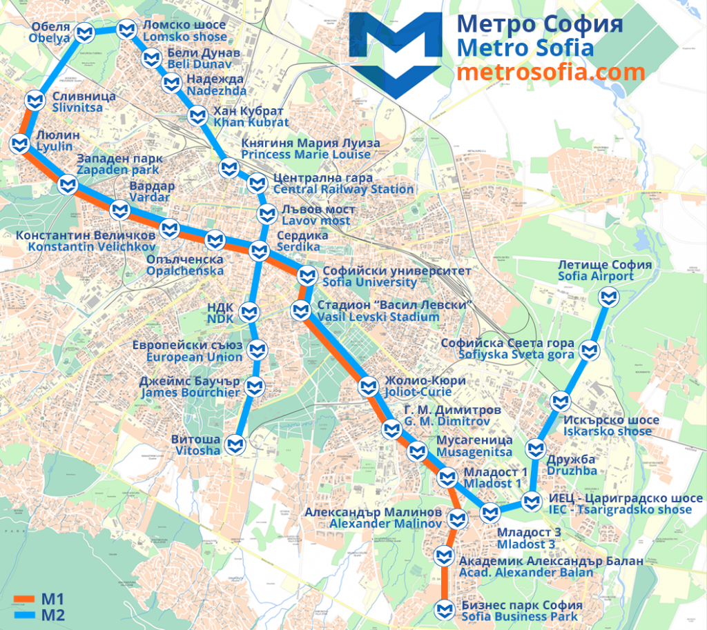 Plánek metra v Sofii