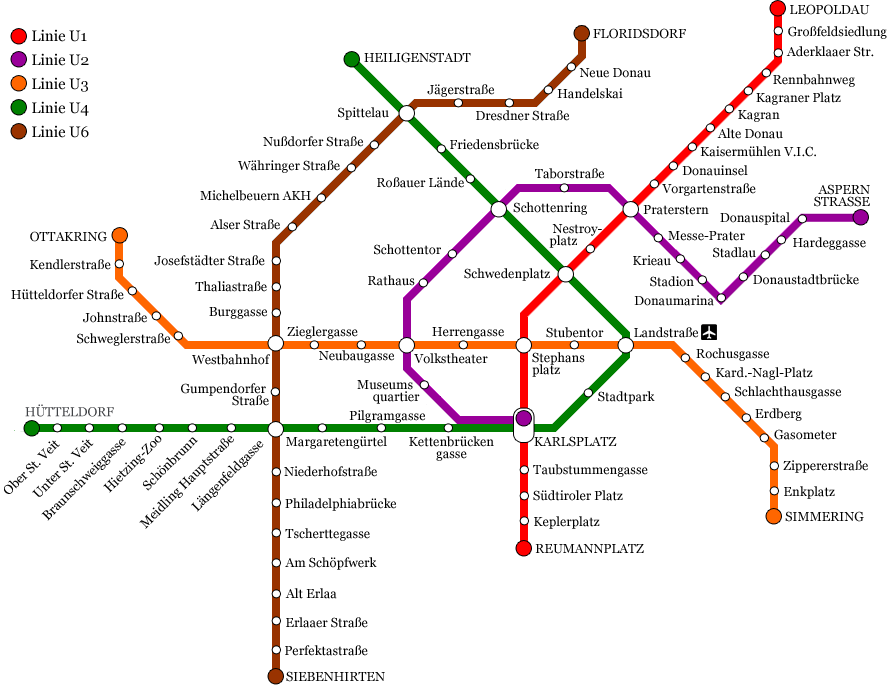 Vídeňské metro - mapa