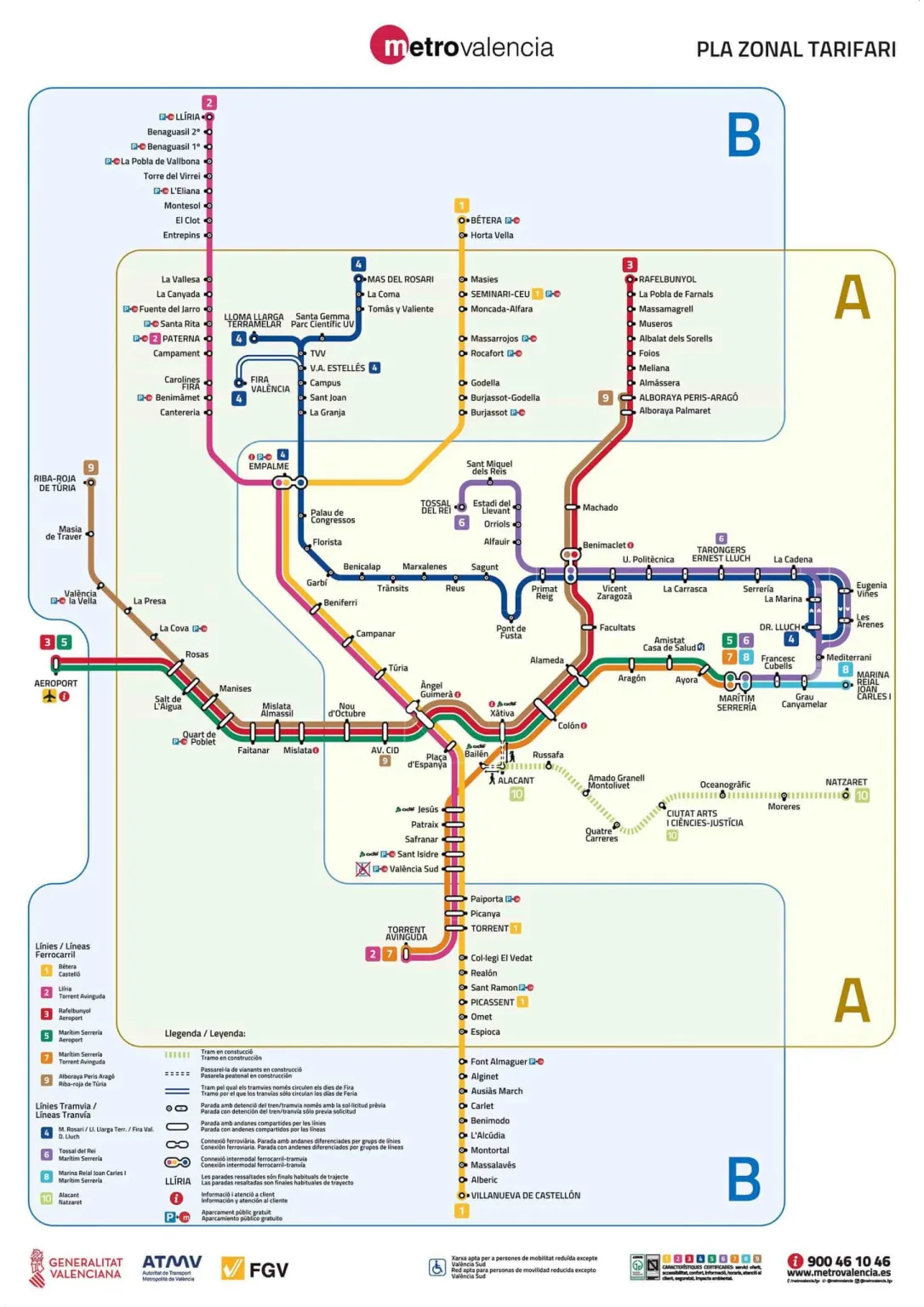 Mapa metra ve Valencii pro rok 2023
