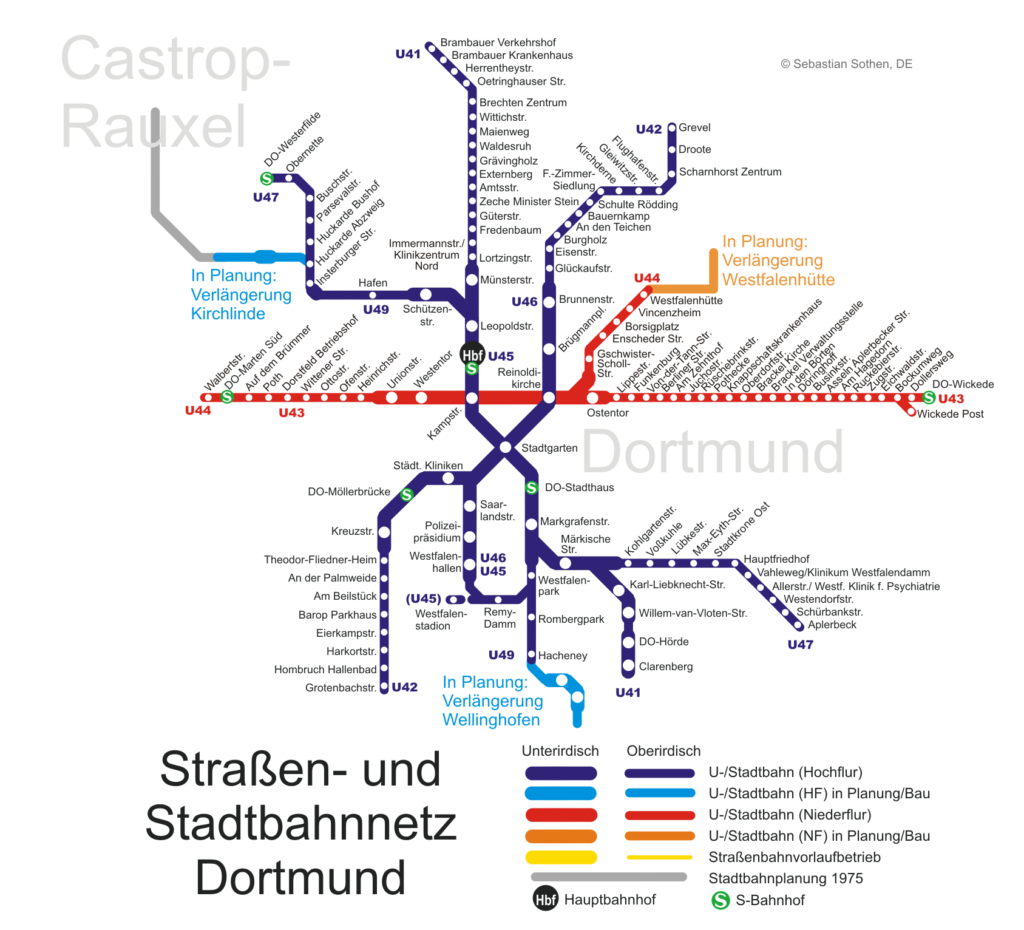 Mapa metra v Dortmundu