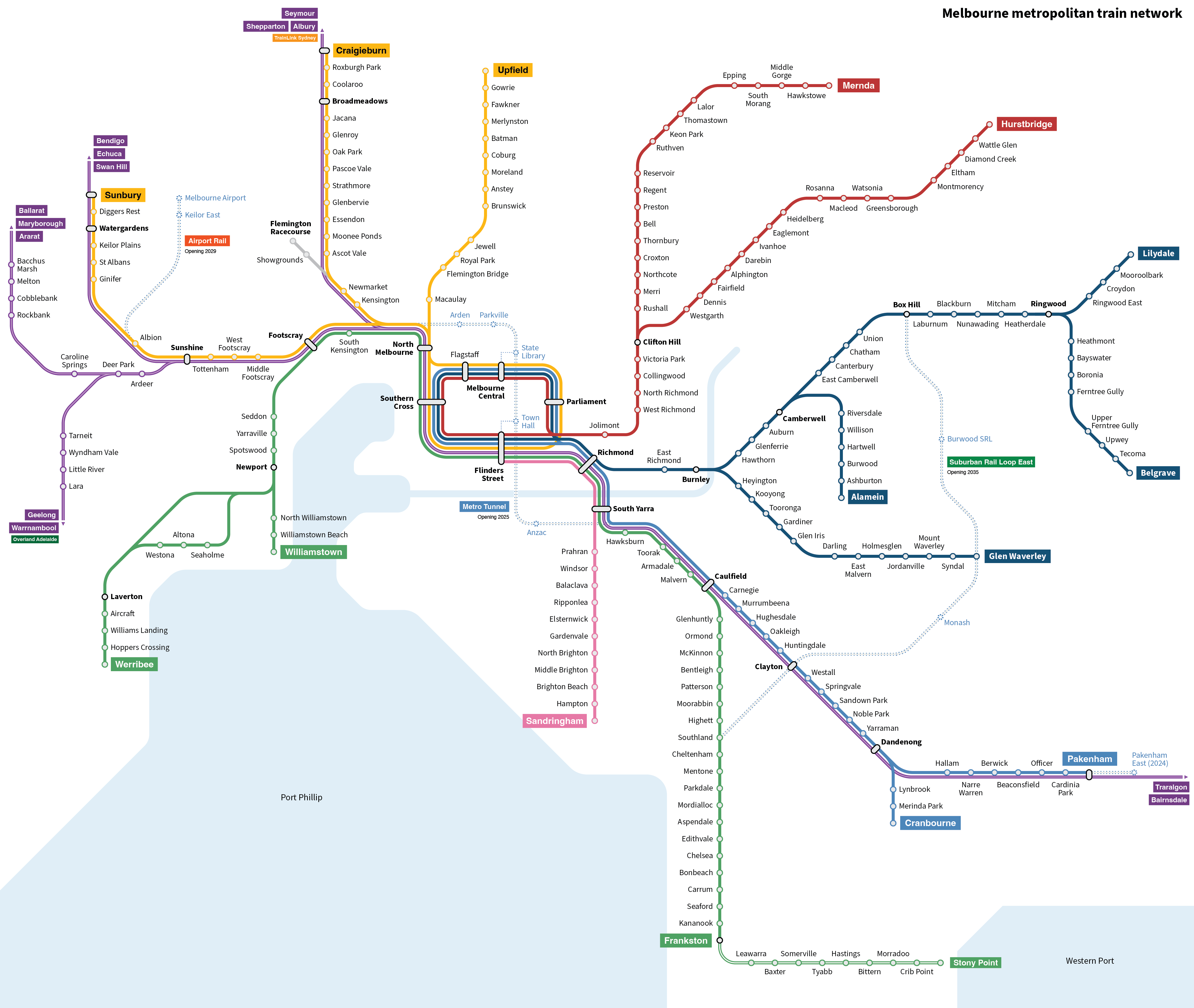 Aktuální mapa metra v Melbourne