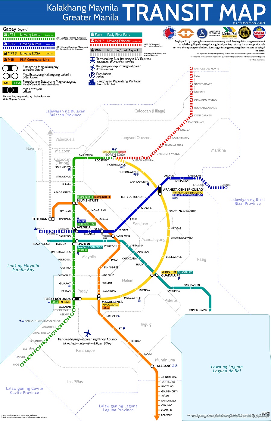 Mapa veřejné dopravy v Manilie - Metro
