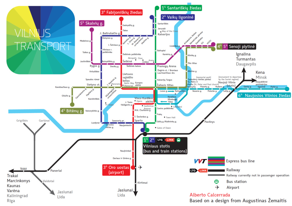 Mapa MHD ve Vilniusu v Litvě