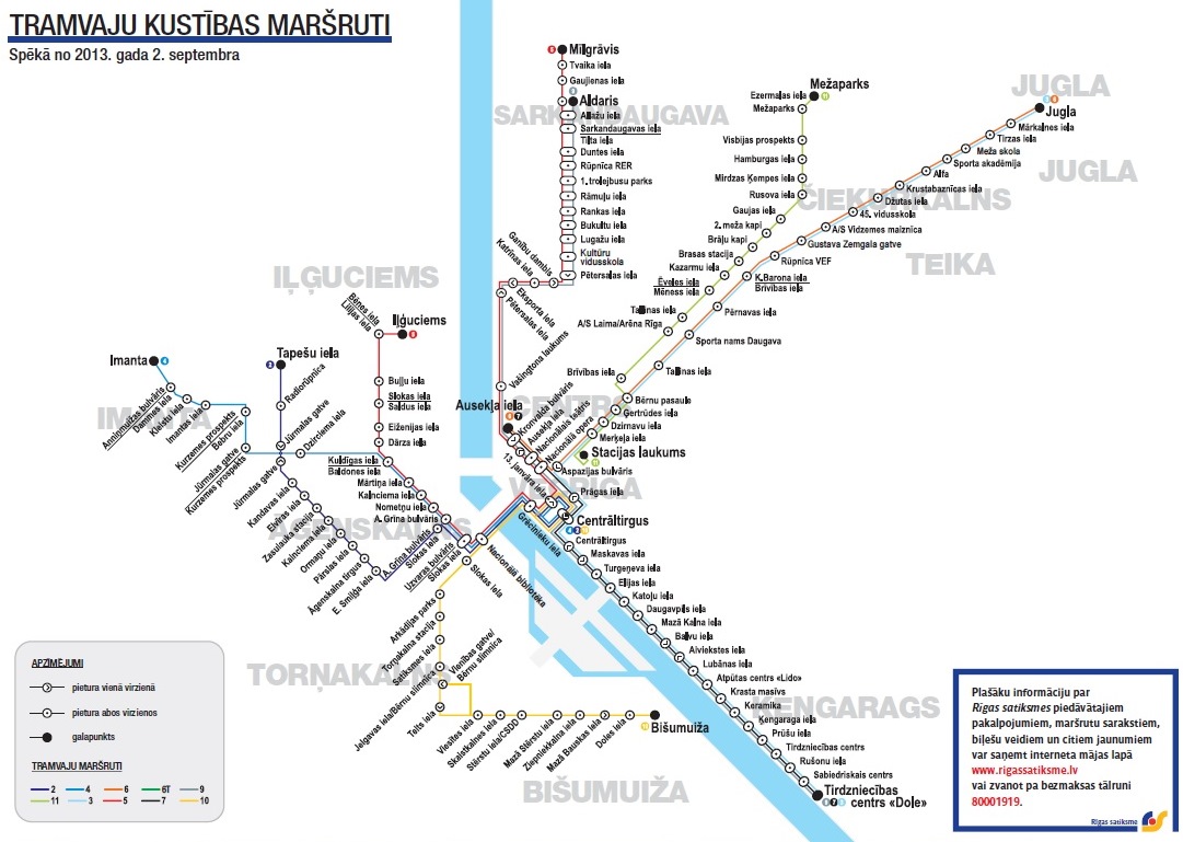 MHD v Rize - Mapa aktuálních tramvajových spojů