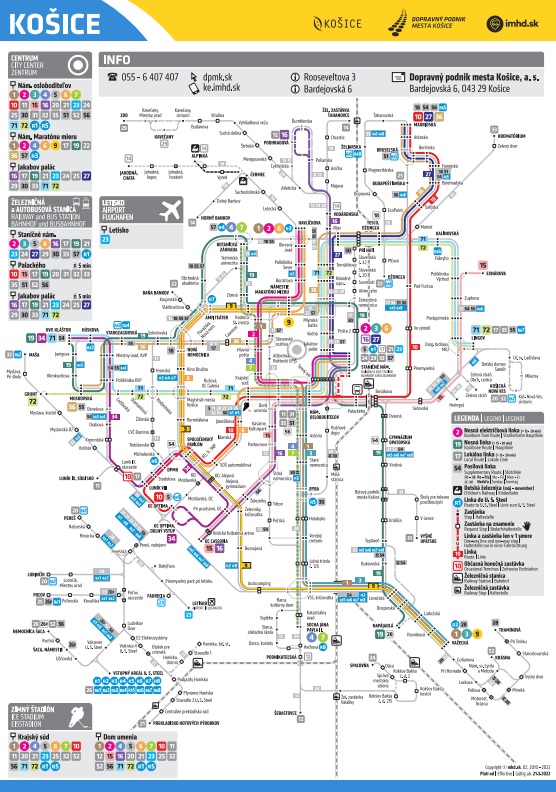 Mapa MHD Košice - Autobusy a tramvaje