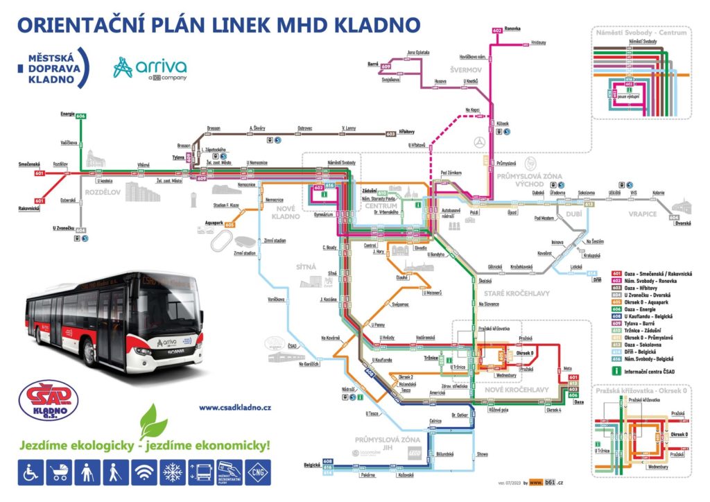 Informační plánek linek MHD Kladno